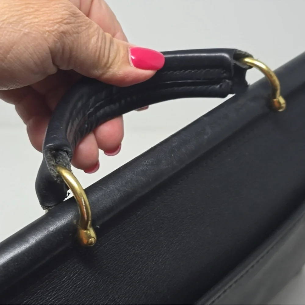 Jack Georges Black Leather Briefcase